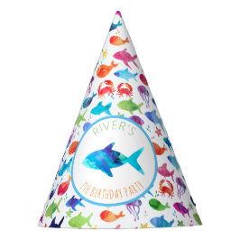 Chapéu De Festa Sob O Mar Rainbow Watercolor Fish Birthday