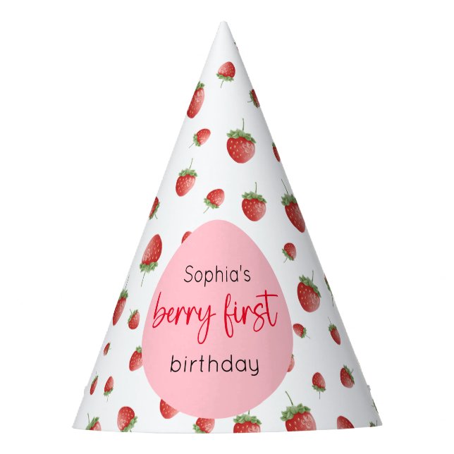 Chapéu De Festa Strawberry Birthday Berry First (Frente)