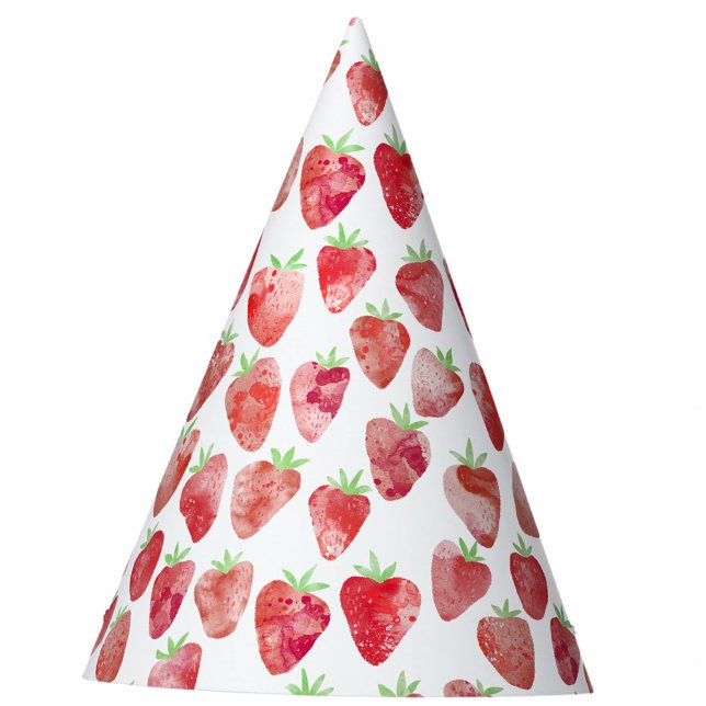 Chapéu De Festa Strawberry Watercolor (Strawberry berry sweet watercolor pattern party hat)