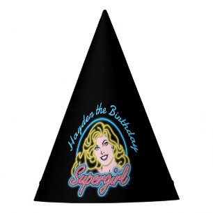 Chapéu De Festa Supergirl Retro Neon Lights Graphic