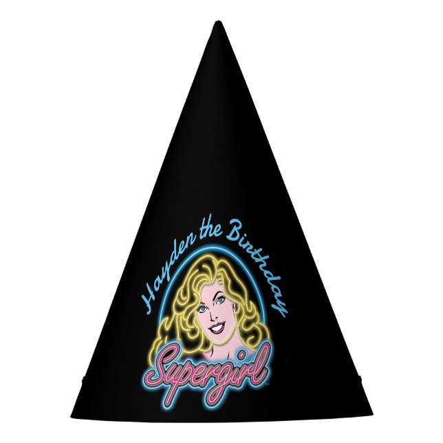 Chapéu De Festa Supergirl Retro Neon Lights Graphic (Frente)