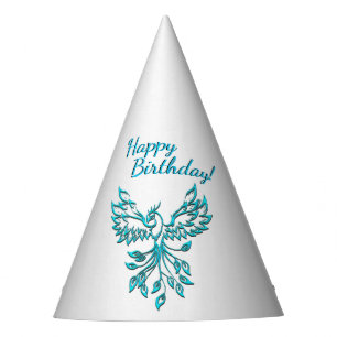 Chapéu De Festa Teal Blue Phoenix nasce no Silver Happy Birday
