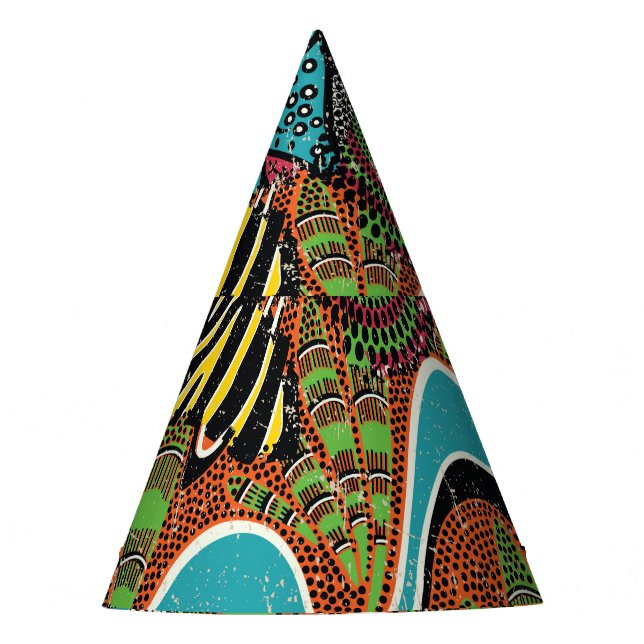 Chapéu De Festa Tecido Africano: Patchwork para animais selvagens. (Frente)
