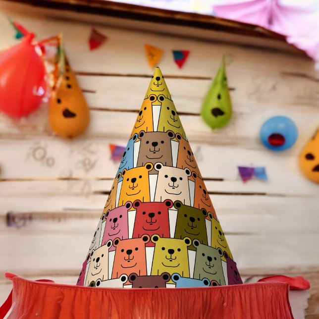 Chapéu De Festa Teddy Bear Cartoon (Wild animal bear Paper party hat, Kids,adults,party birthday hat,Baby Shower,wedding,celebration hat)