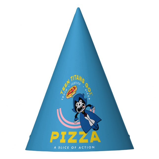 Chapéu De Festa Teen Titans Go! Raven "Truth Justice Pizza" (Frente)