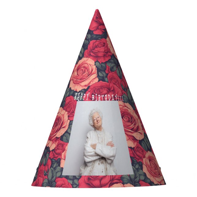 Chapéu De Festa Tema Clássico de Rosa para o Aniversário dela (Frente)