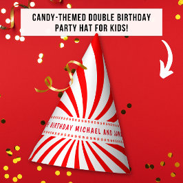 Chapéu De Festa Tema de Doce Vermelho Branco Aniversário Celebraçã