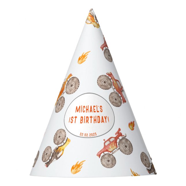 Chapéu De Festa Tema dos Caminhões Monstros (Frente)