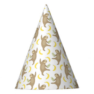 Chapéu De Festa Teste padrão das preguiças & das bananas