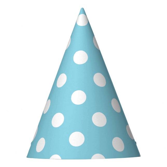 Chapéu De Festa Teste padrão de bolinhas azul e branco (Frente)