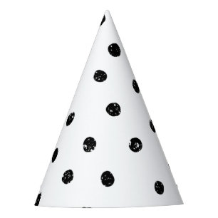 Chapéu De Festa Teste padrão de pontos abstrato preto e branco