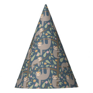 Chapéu De Festa Teste padrão floral bonito da preguiça