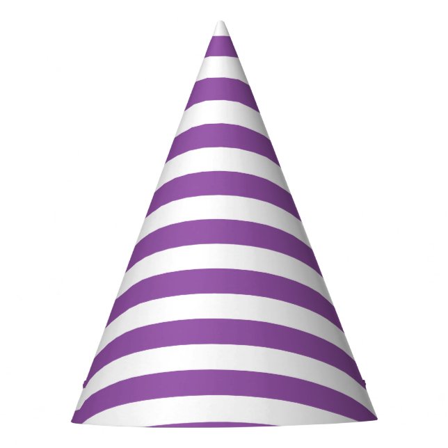 Chapéu De Festa Teste padrão roxo e branco da listra (Frente)