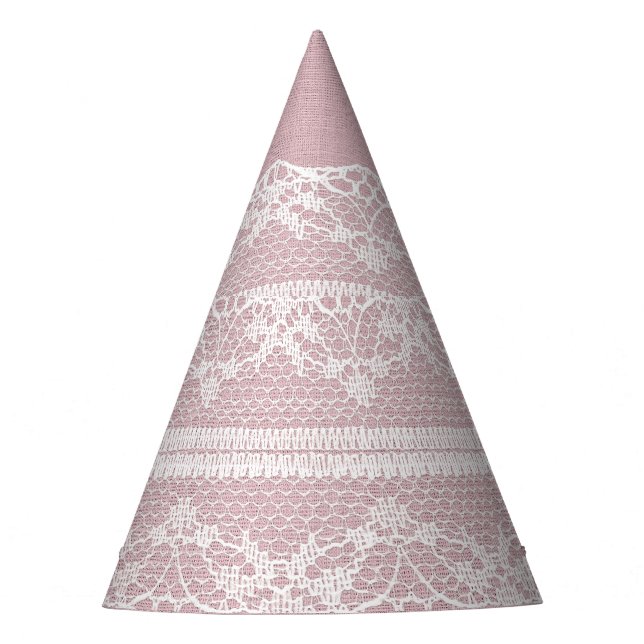 Chapéu De Festa Textura de rendas brancas, cor-de-rosa, pastel (Frente)