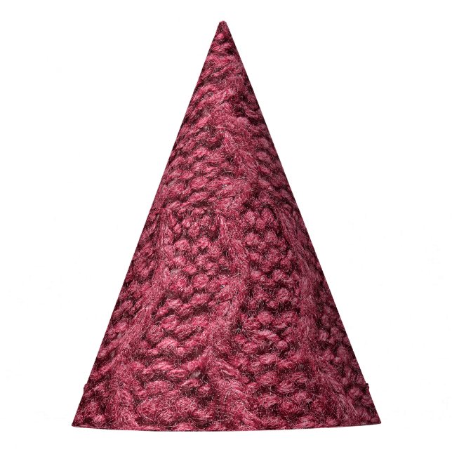 Chapéu De Festa Textura de suéter, roxo de cereja. (Frente)