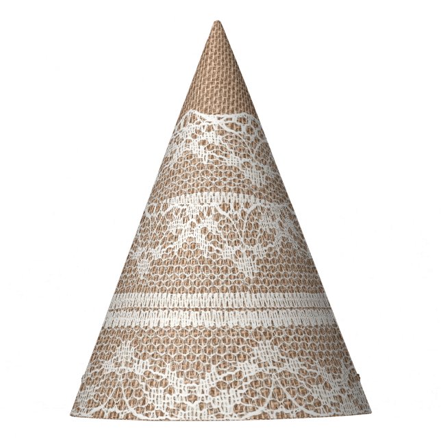 Chapéu De Festa Textura Do Lace Escuro Burlap (Frente)
