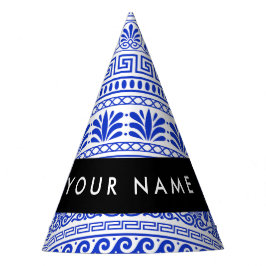 Chapéu De Festa Traço Grego, Chave Mista, Azul, Seu Nome