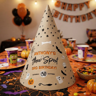 Chapéu De Festa Três Espíritos! Aniversário de 3 anos no Halloween