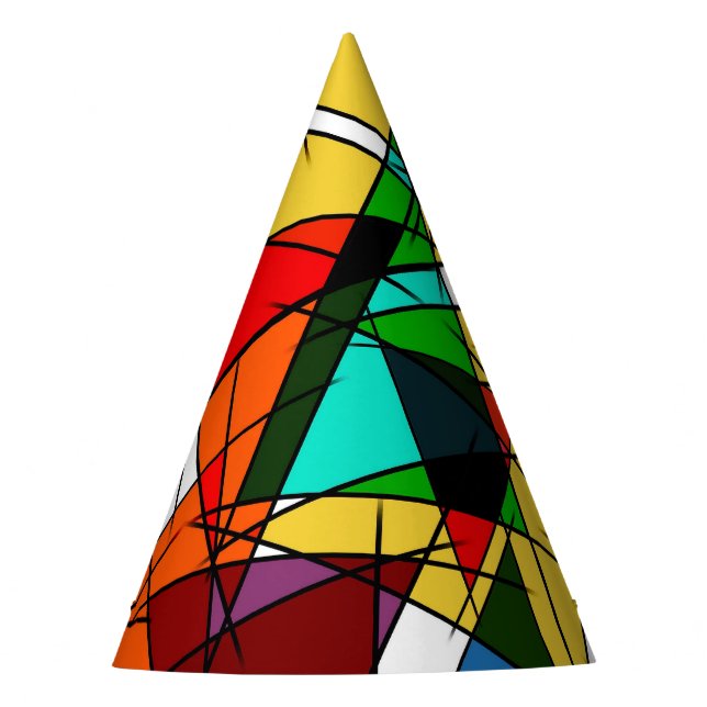 Chapéu De Festa Triângulo Moderno Colorido Geométrico (Frente)