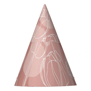 Chapéu De Festa Tulipas Brancas Vintage Fundo Rosa