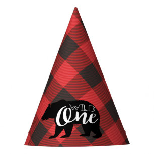 Chapéu De Festa Um aniversário selvagem da flanela do urso