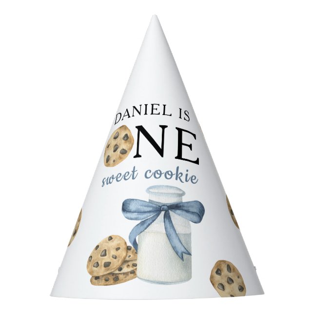Chapéu De Festa Um Doce Biscoito e Leite Primeiro Aniversário   (Frente)
