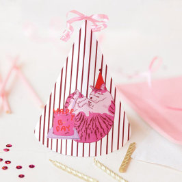 Chapéu De Festa Um Gatinho Rosa Bobo de 1º Aniversário