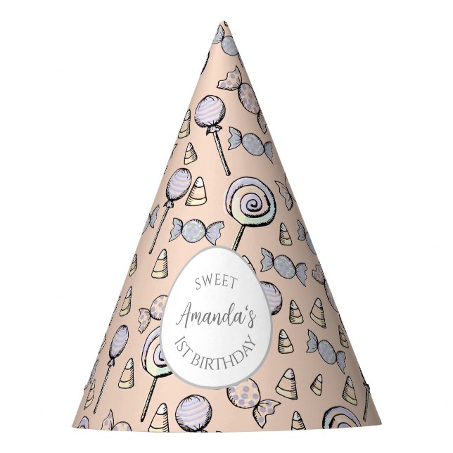 Chapéu De Festa Um Pequeno Tema Docinho, Primeiro Aniversário (Frente)