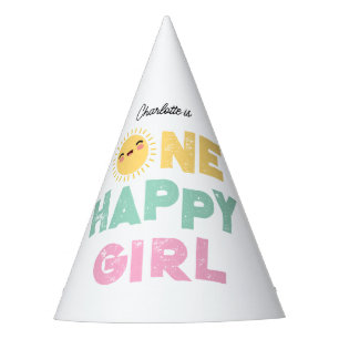 Chapéu De Festa Uma Garota Feliz Aniversário Convidar Sol primeiro