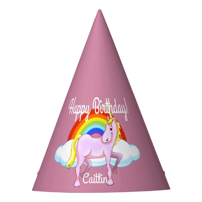 Chapéu De Festa Unicorn Birthday Hats (Personalizável) (Frente)