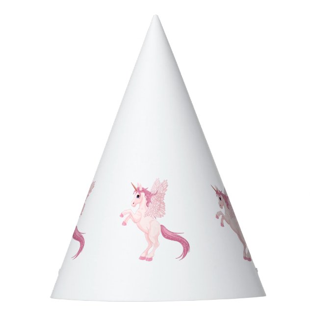 Chapéu de Festa Unicórnio Pegasus Rosa (Frente)