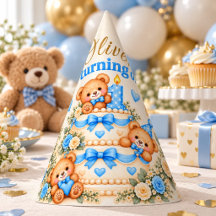 Urso de pelúcia azul personalizado para 1º anivers