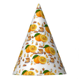 Chapéu De Festa Velas de Laranja Bolo Feliz Aniversário Papel