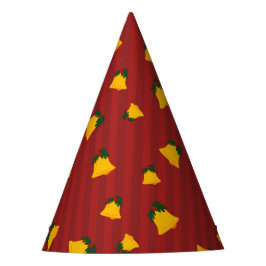 Chapéu De Festa Vermelho Feriado Dourado Listra Sininhos Natal