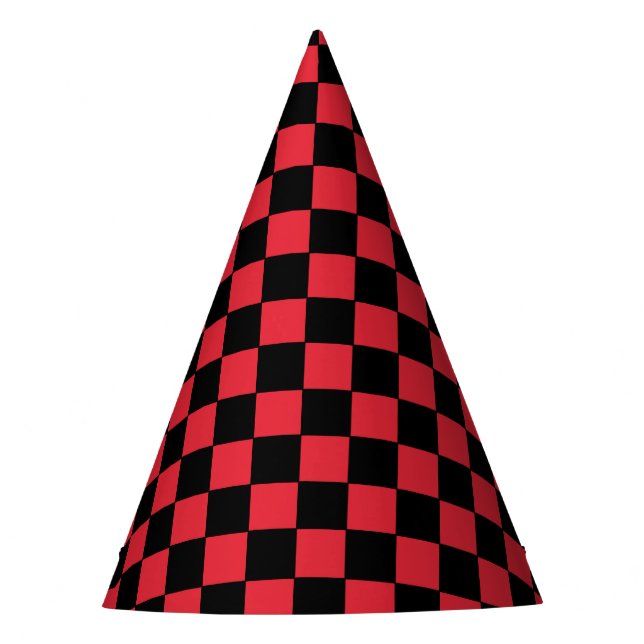 Chapéu De Festa Vermelho Xadrez e Preto (Frente)