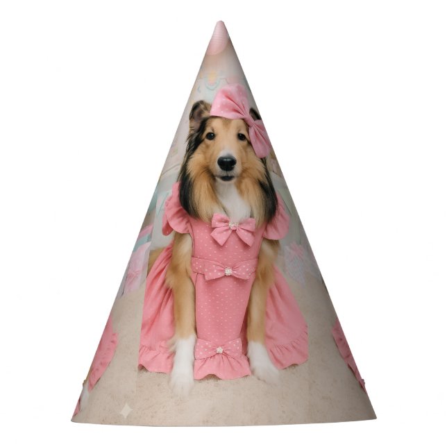 Chapéu De Festa Vestido Rosa Sheltie (Frente)