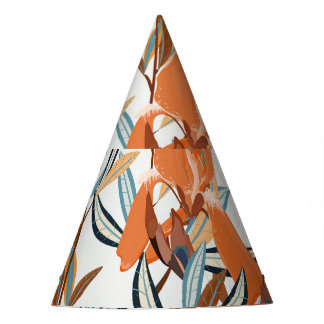 Chapéu De Festa Vintage Orange Iris Floral