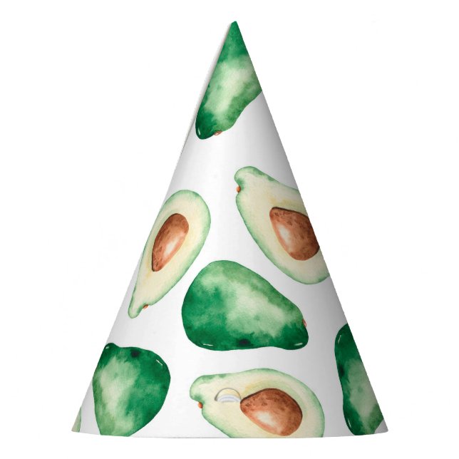 Chapéu De Festa Watercolor Avocado Patterno Birthday (Esquerda)