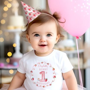 Chapéu De Festa Watercolor Strawberry Berry First Party