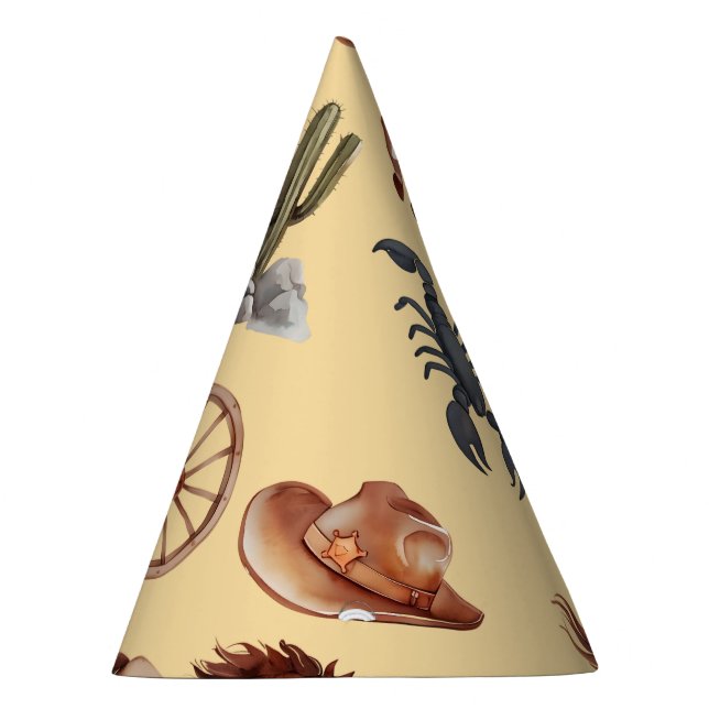 Chapéu De Festa Watercolor Western Kid Art Tan (Direita)