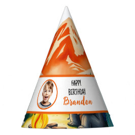 Chapéu De Festa Watercolor White Camping Bear Kids Foto Aniversári