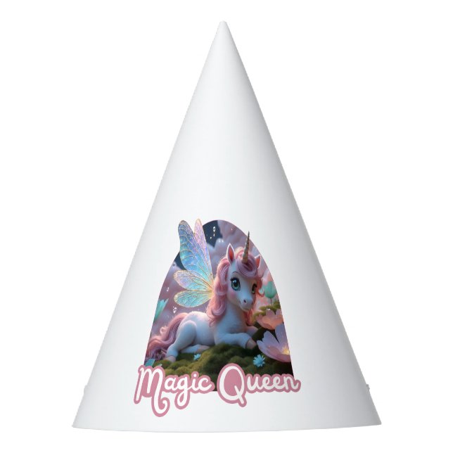 Chapéu De Festa Weißes Einhorn mit Flügeln - Magic Queen (Frente)