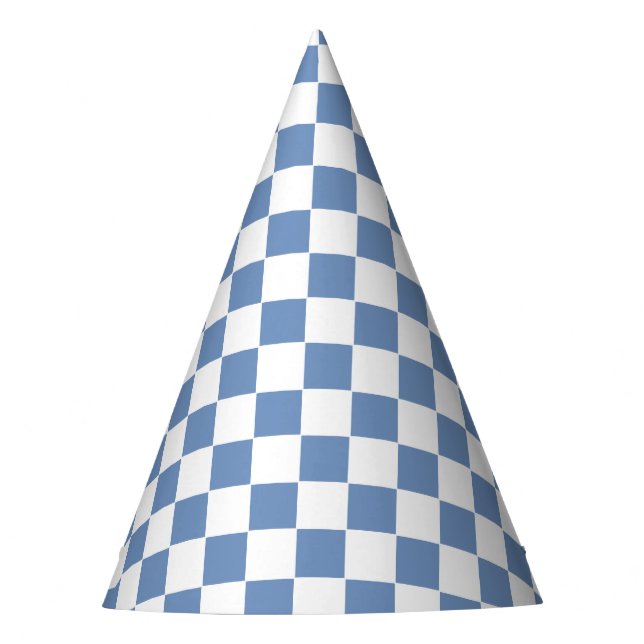 Chapéu De Festa Xadrez Azul/Cinza e Branco (Frente)