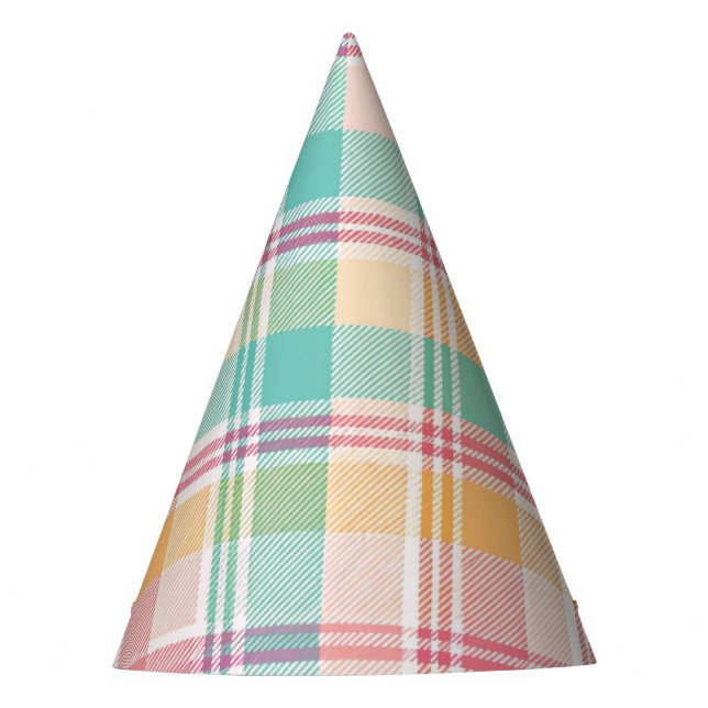 Chapéu De Festa Xadrez Multicolorido de Plaid (Frente)