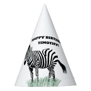 Chapéu De Festa Zebra Negra e Branca na Grama