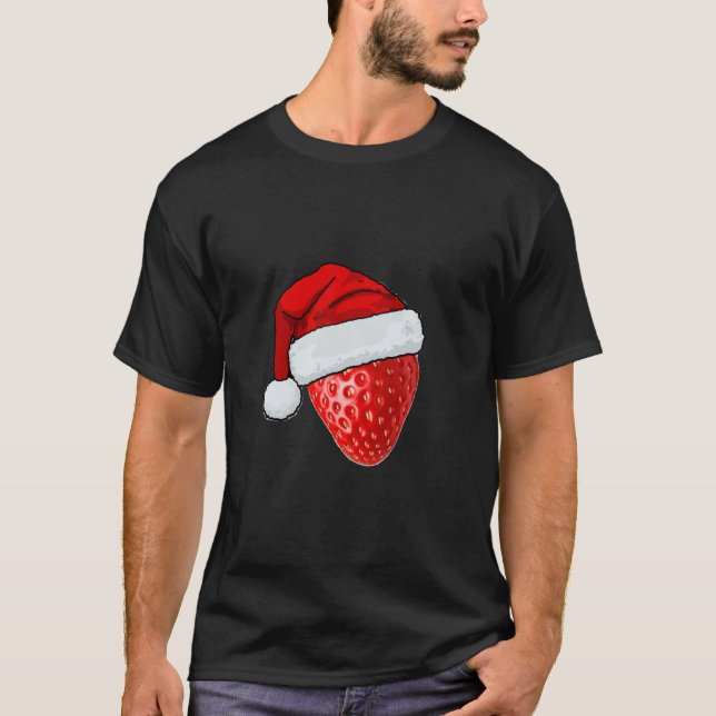 Chapéu de Natal T-Shirt com morango doce (Frente)