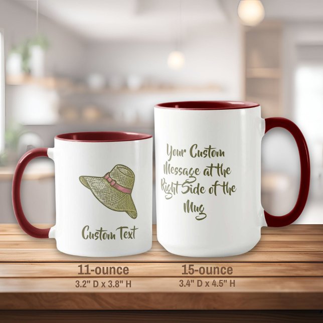 Chapéu de Palha Amarelo Desenhado à Mão Caneca (Criador carregado)