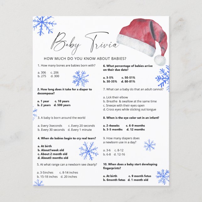 Chapéu de Papai Noel - Bebê Trivia (Frente)