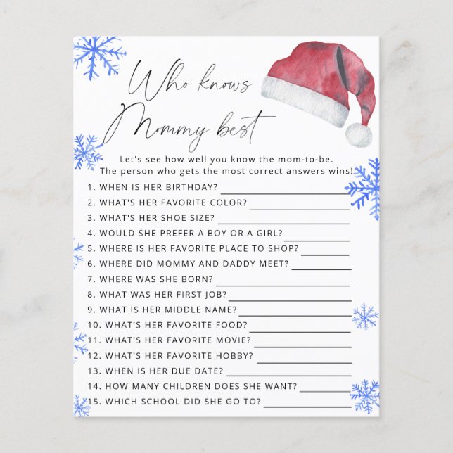 Chapéu de Papai Noel - Quem conhece melhor a mamãe (Frente)