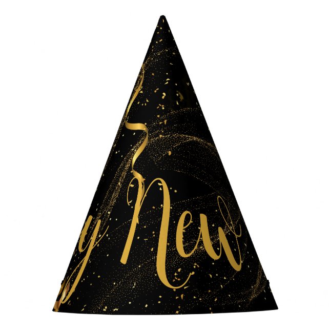 Chapéu do feliz ano novo Negro Dourado (12) (Frente)
